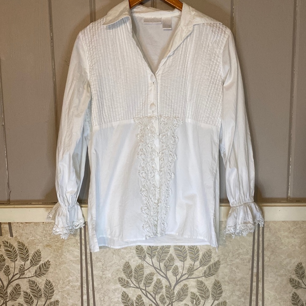 Soft Surroundings Size Small Button Down Ruffled … - image 1